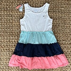 Vineyard Vines Dress Girls Size 14 Large Tiered Tank Colorblock New with Tags